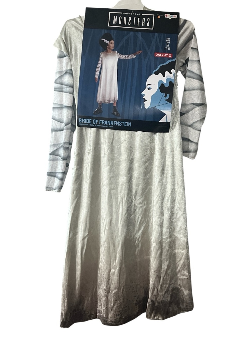 Universal Monsters Bride of Frankenstein Costume Girls Size 7-8 Disguise NWT